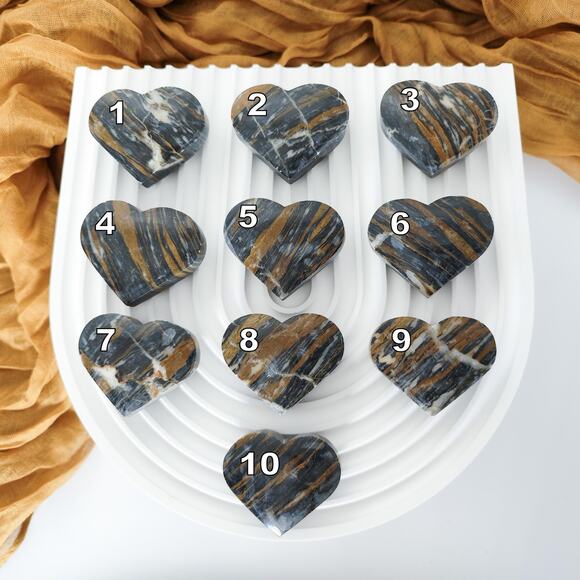 Brazilian Blue Zebra Jasper Heart Crystal Carving - Picture 9 of 10